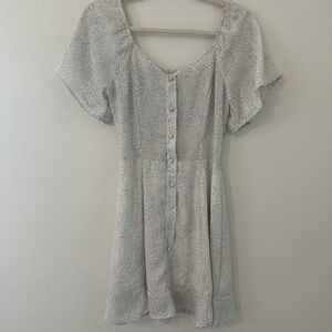 Sienna Sky Gray and White Ruffled Mini Sundress